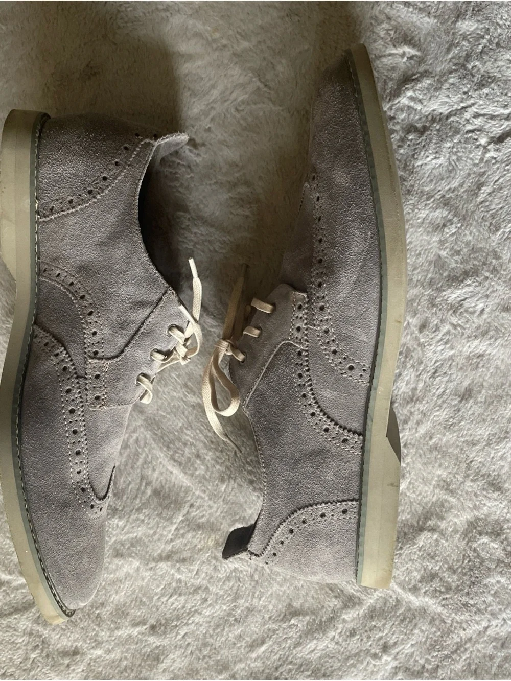 Florsheim Gray Suede Wingtip Derby Shoes 12.5 M
